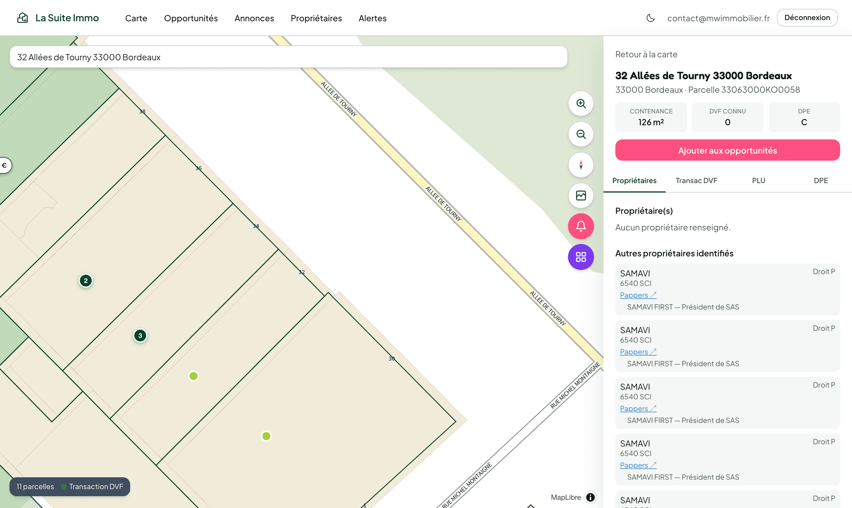 Carte immobilière Bien Lia